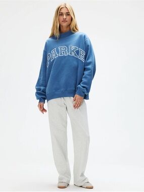 PARKE Vintage Denim Varsity Mockneck: Washed Indigo + Vintage Denim Size S/M